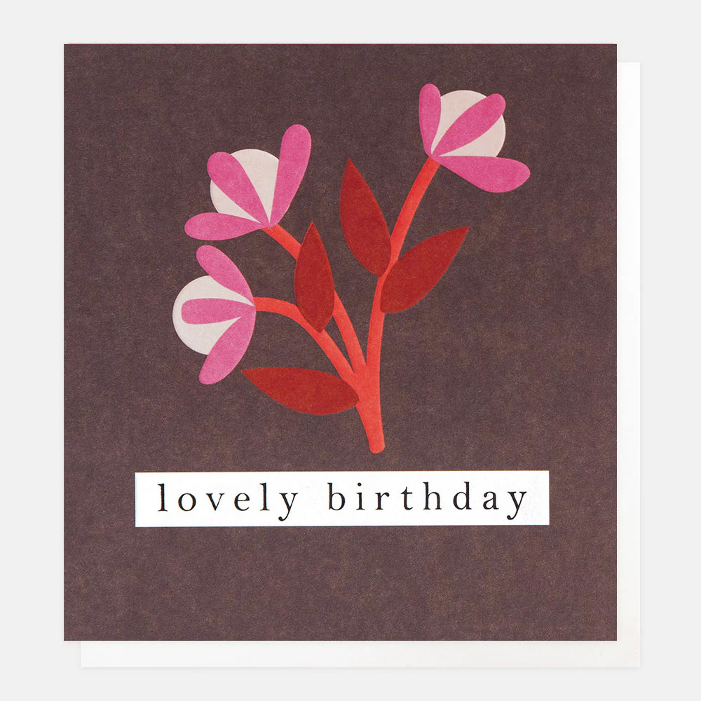 Caroline Gardner Doppelkarte "lovely birthday " Geburtstagskarte, GEO001, Red & Pink Flower Lovely Birthday Card 