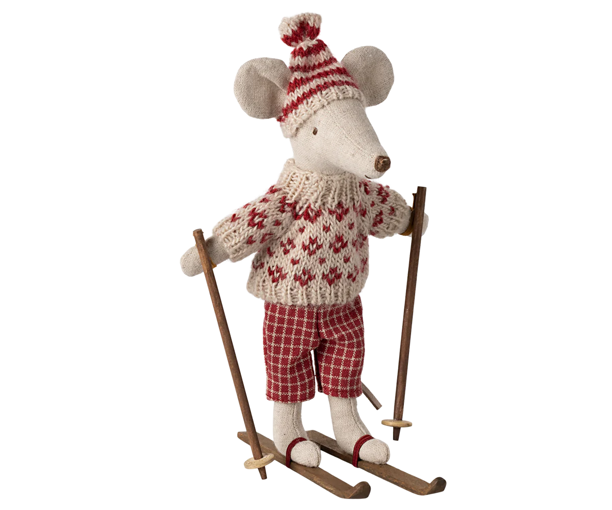 Maileg Wintermaus mit Skiset, Mama - Rot