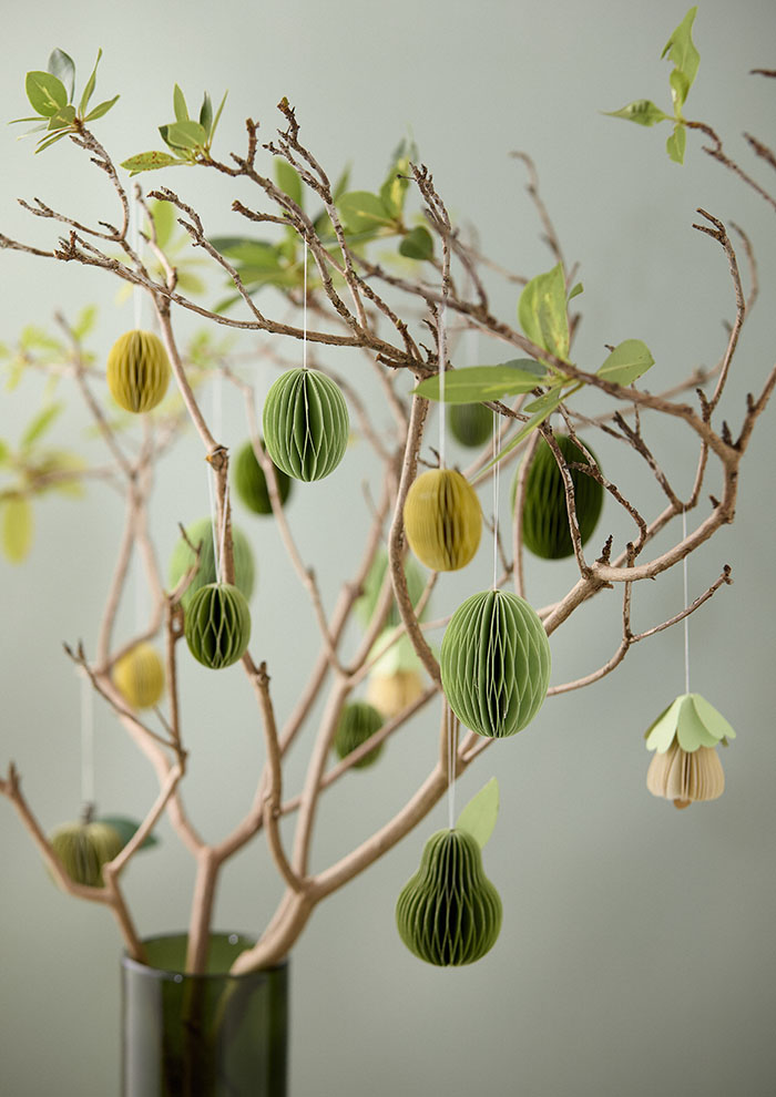 Bungalow Papier- Eier Swirl HONEY XS , 6er Set, H. ca. 5 cm , Ostereier, Paper Eggs Swirl Ivy XS S/6pcs 