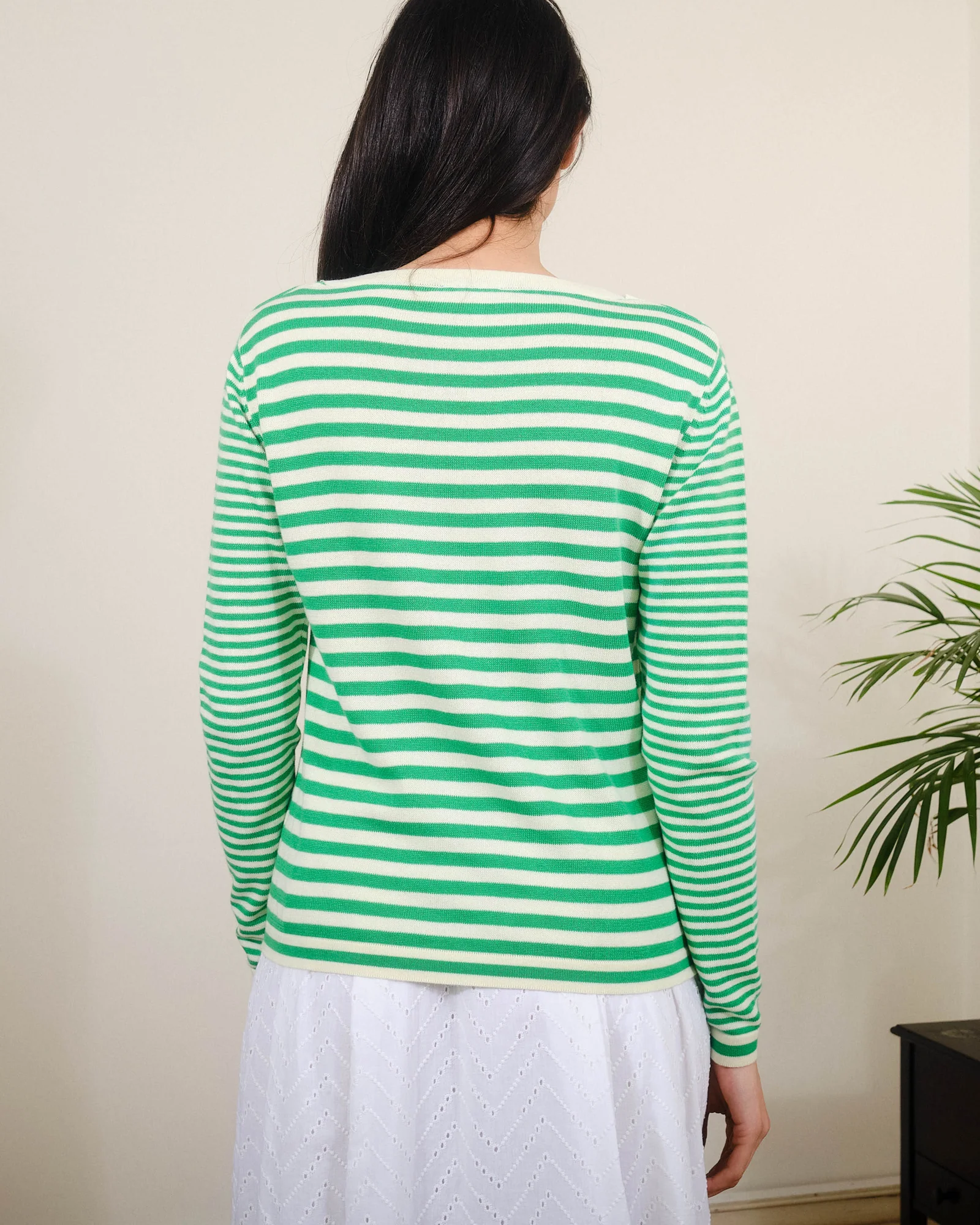 % Pretty Vacant Oberteil Sailor Sam Sweater Fern Green/White 100% Organic Cotton GOTS Certified   