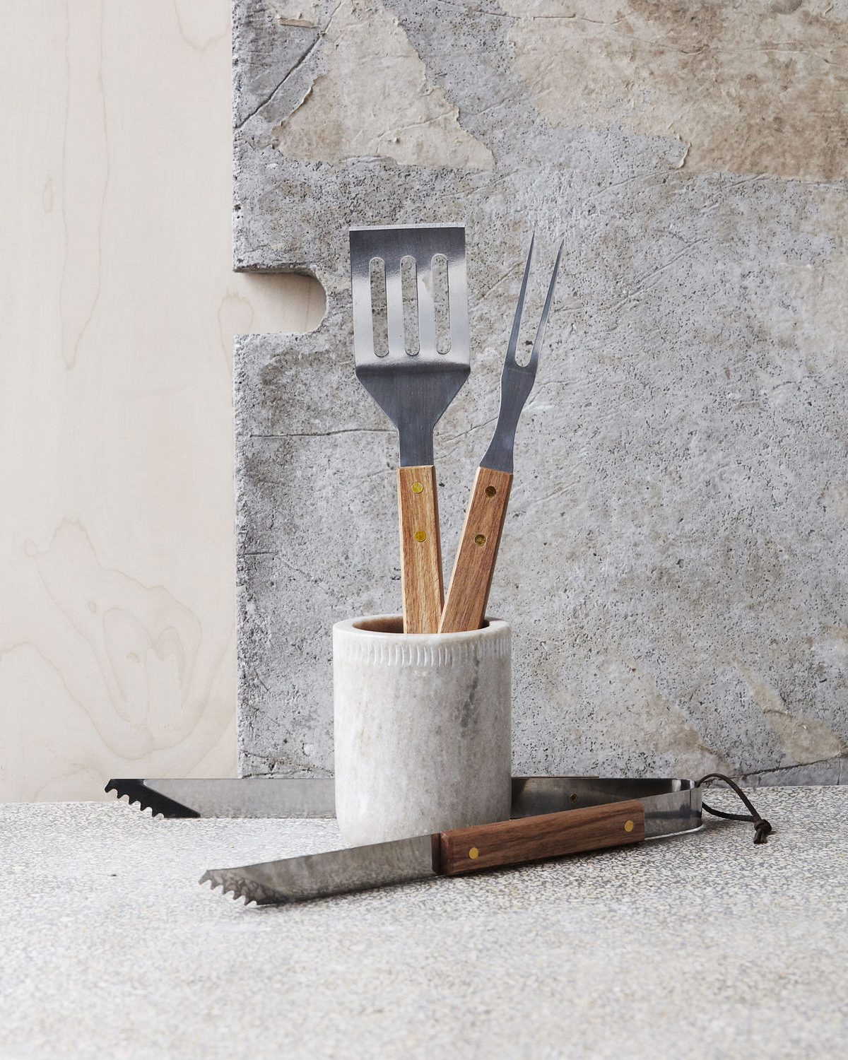 % Nicolas Vahe BBQ-Werkzeuge, Akazie, Grill-Set, 3 teilig