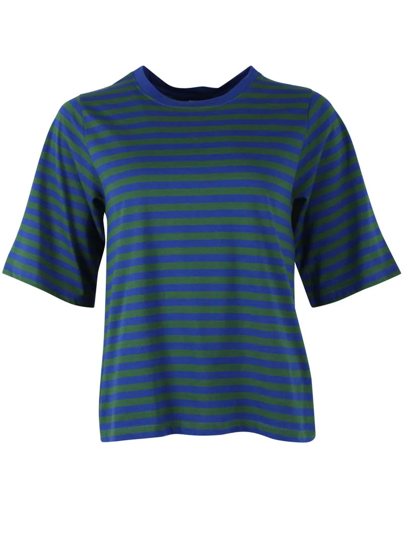 DANEFAE - Danebasic Glad Tee Deep Blue/Dark Pine, Langarm-T-Shirt, Streifen blau-grün