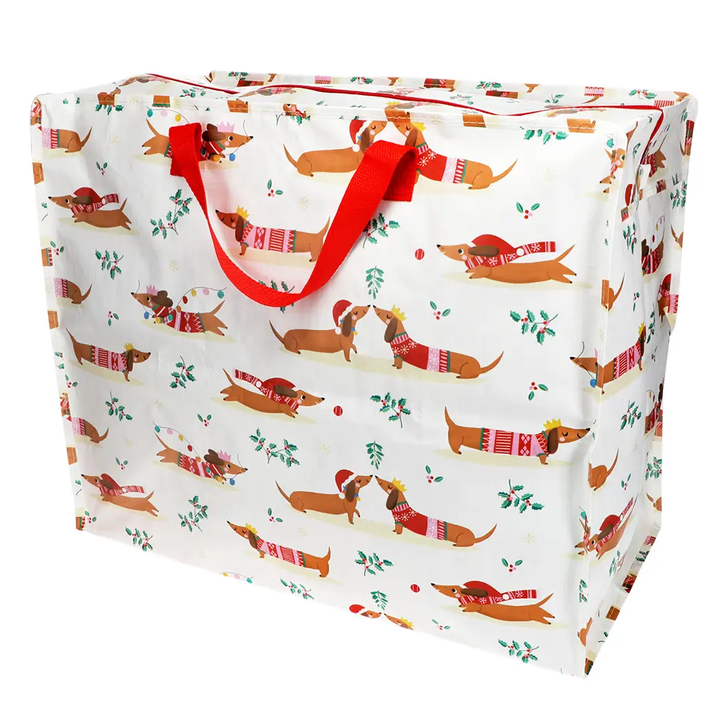 Jumbo-Aufbewahrungstasche - XMAS Dackel, ca. 58 x 28 x 48 cm  