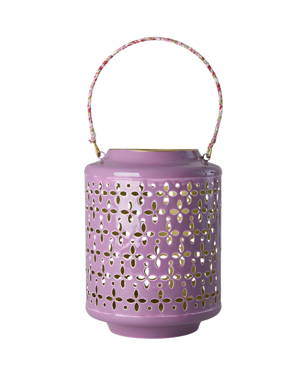 Rice Laterne Metall Lila, Höhe ca. 27 cm, Metal Lantern with Flower Pattern Design