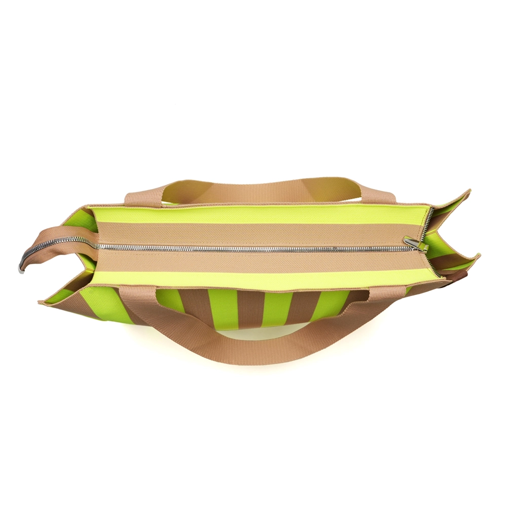LOT83 Shopper Lara 59, Streifen Zitrone-Beige, ca. 46x12x38 cm