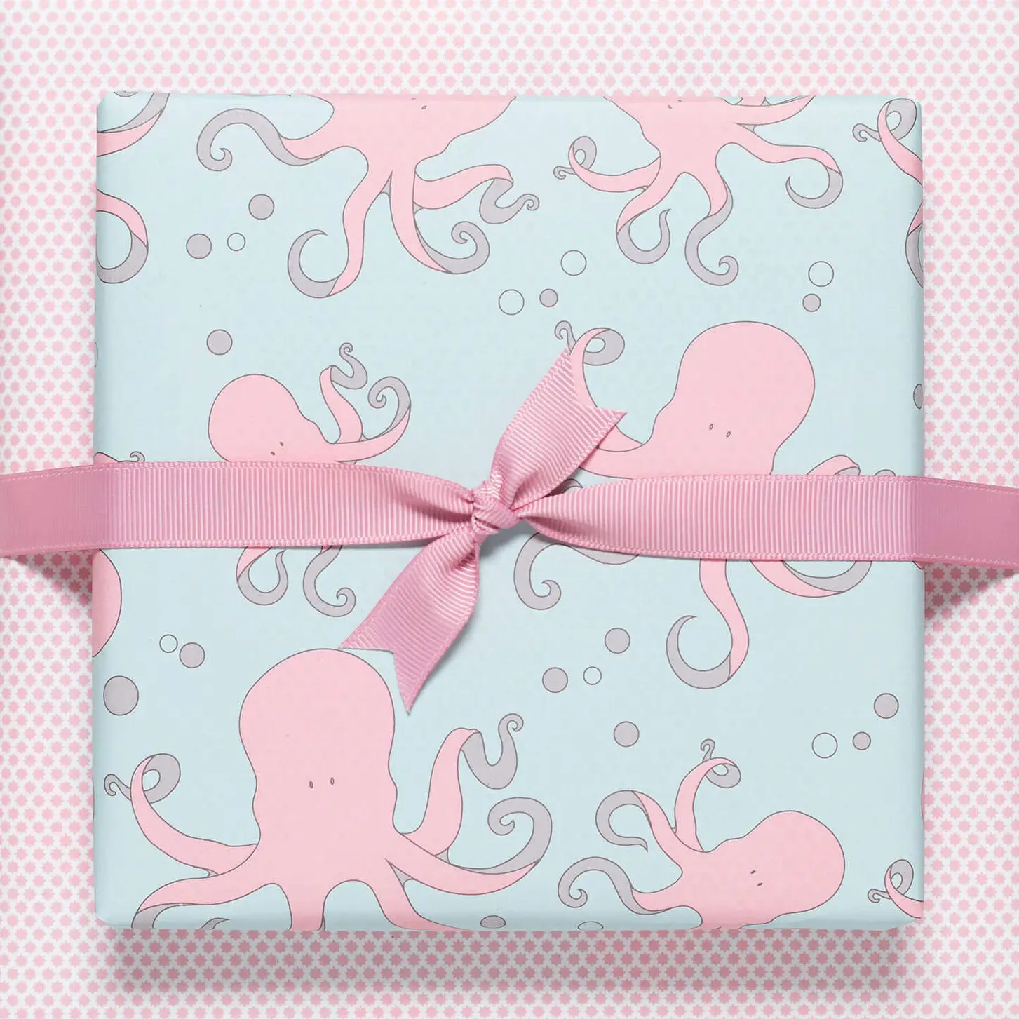 Geschenkpapier Krake rosa, zweiseitiges Recyclingpapier, ca. 67 x 48 cm , beidseitig bedruckt