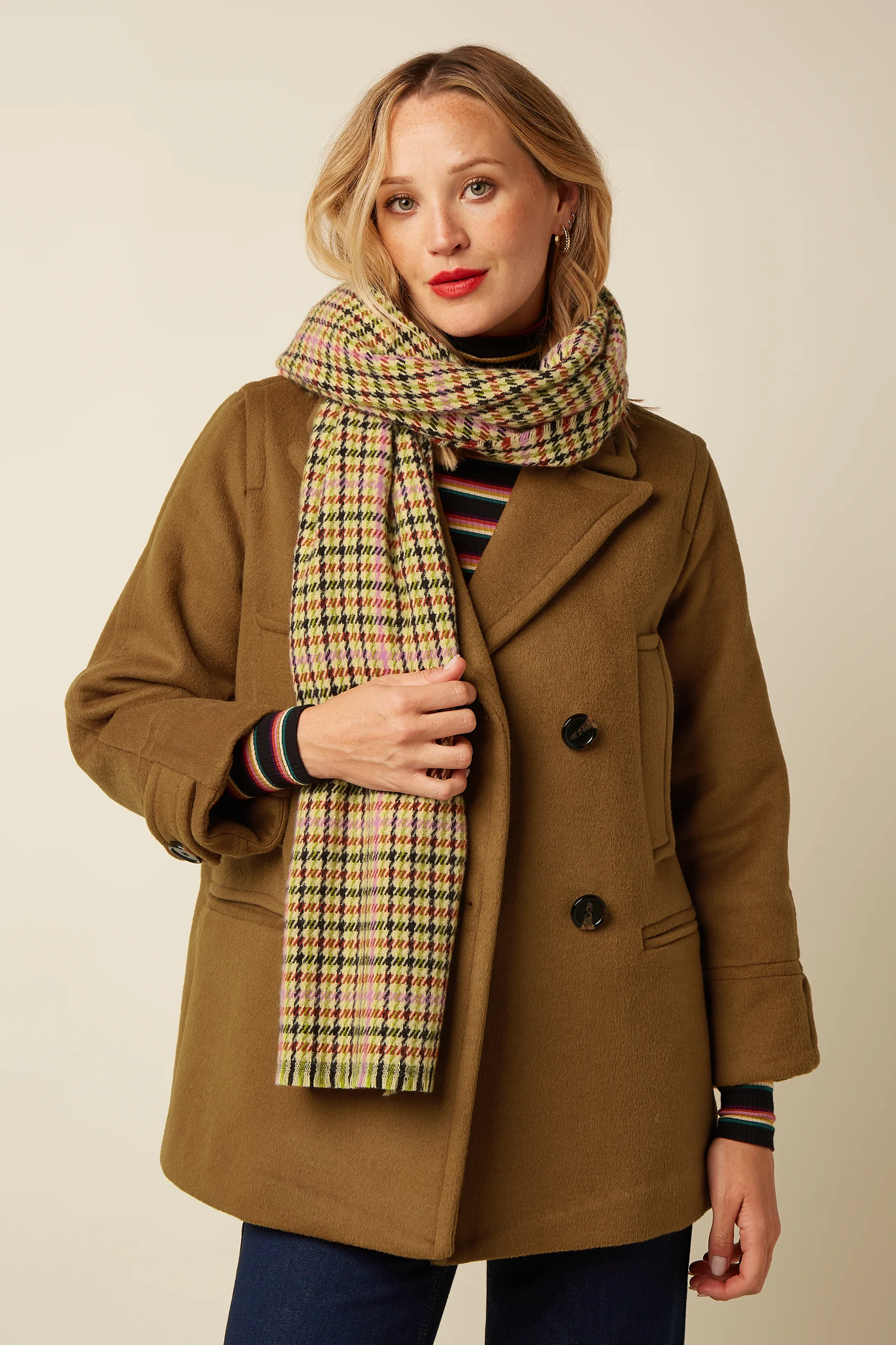 King Louie Schal Houndstooth Scarf, Farbe Spicy Brown
