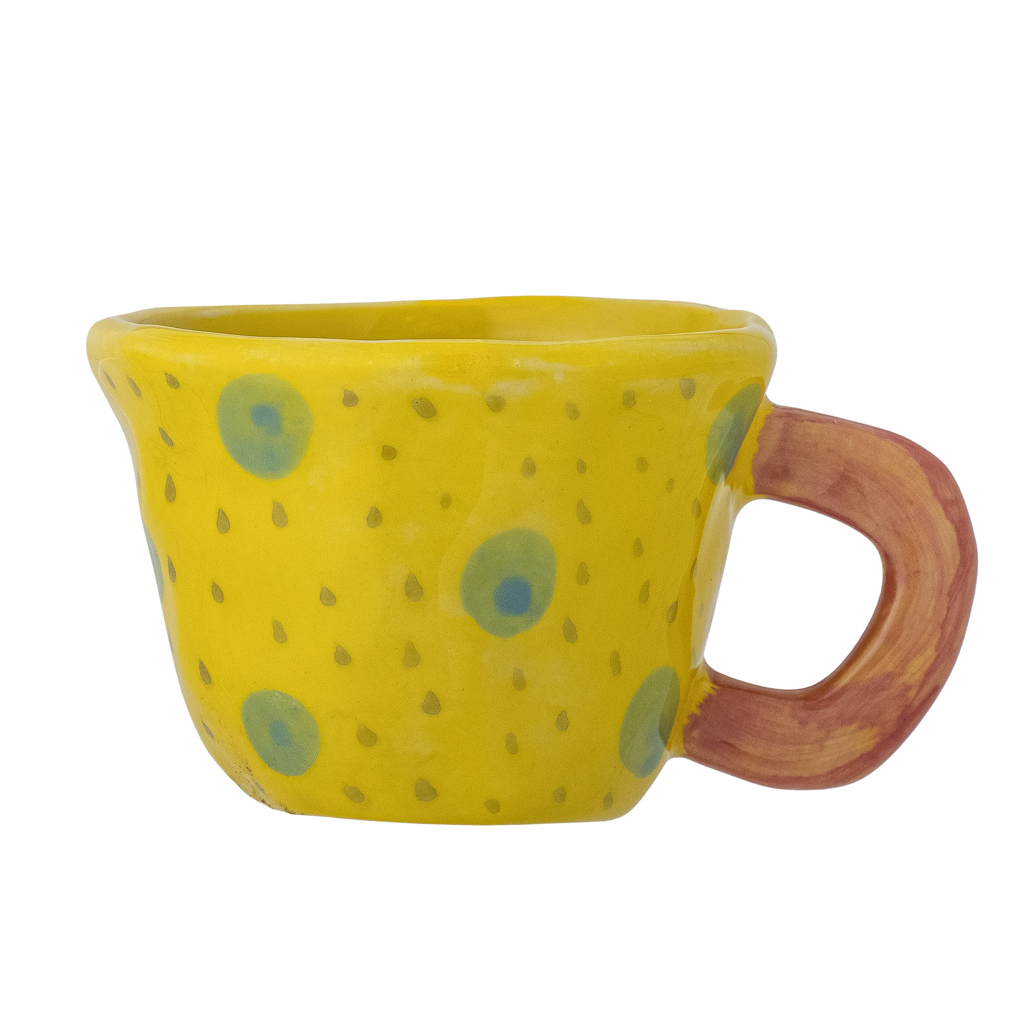Nini Tasse,Gelb mit Tupfen, Steingut von Bloomingville, D7,5xH cm, handbemalt 