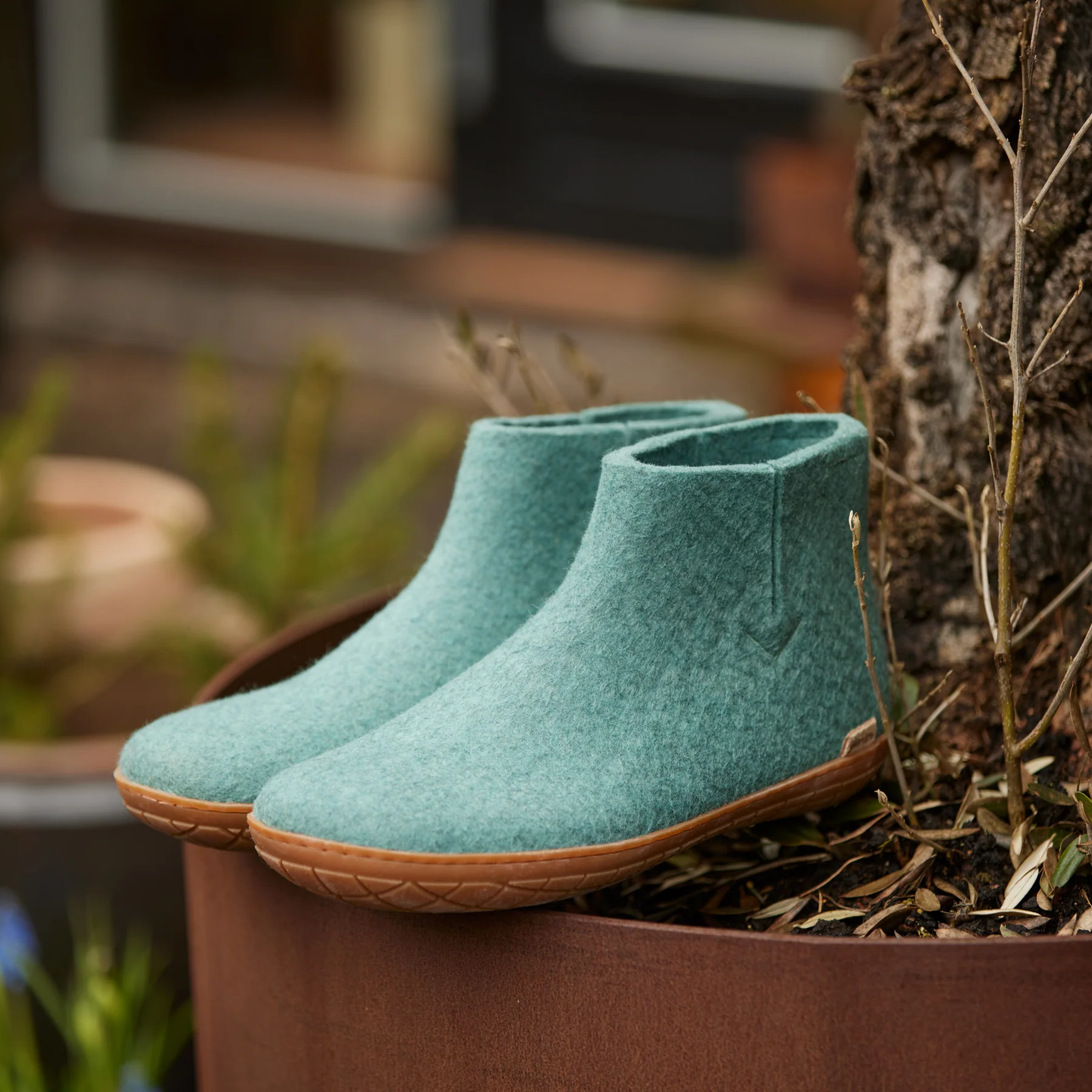 Glerups Ankle Boot 100% Wollfilz , Filzstiefel, north sea mit Sohle aus Naturkautschuk 