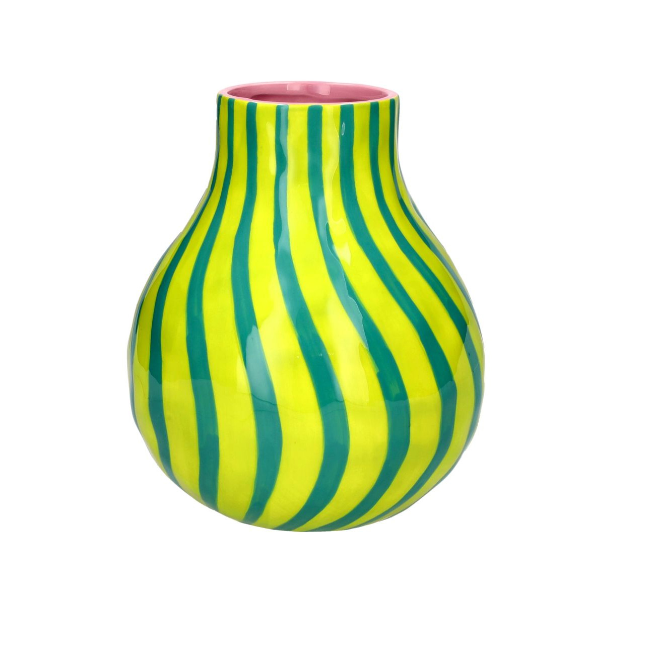 Artisan, Vase, Gestreift, M, grün/türkis Streifen, Höhe ca. 20 cm