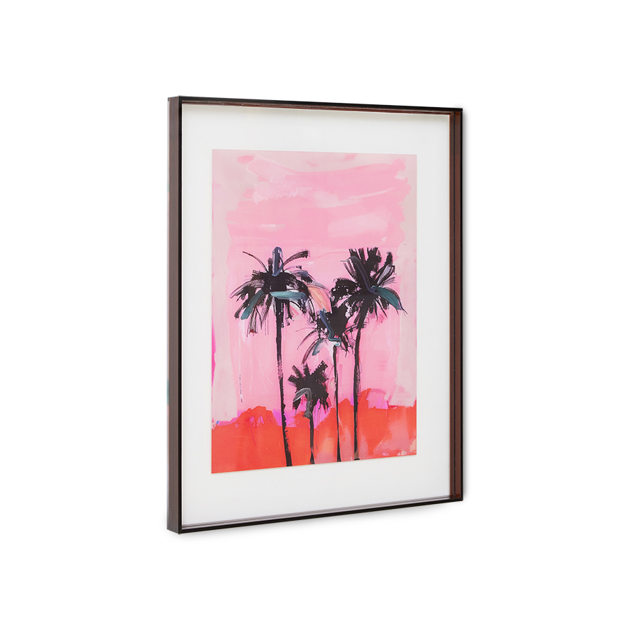 HKliving Acrylic frame brown palms, 40x50cm, Bild mit Acryl Rahmen  