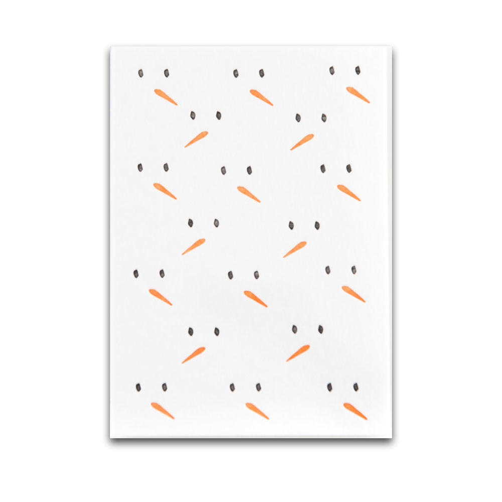 Letterpress Karte XMAS "snowmen pattern"mit Umschlag, handgedruckt von Studio Flash , Schneemann