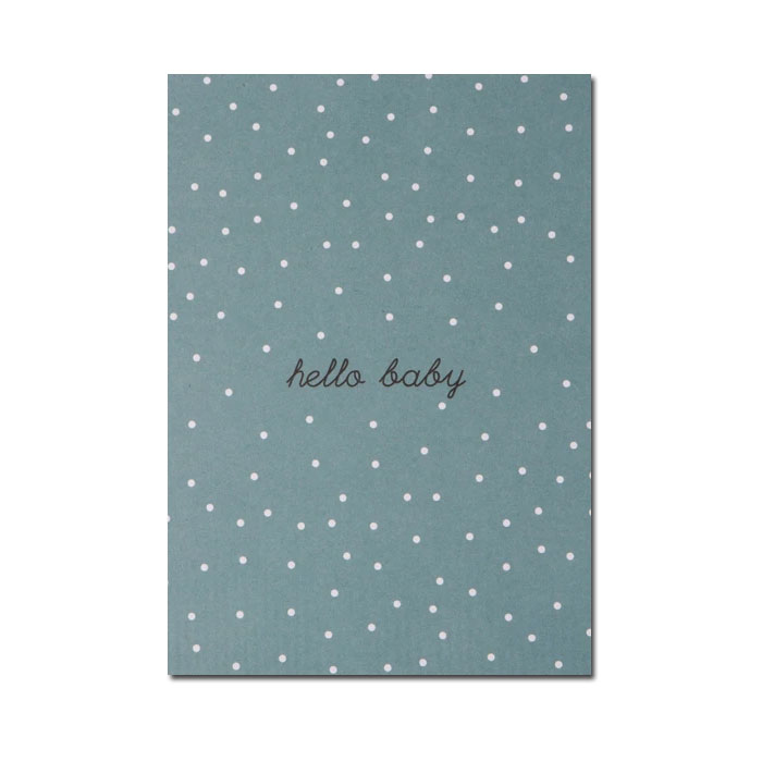 Postkarte "hello baby" - blau, Holzschliffpappe von Papier ahoi  