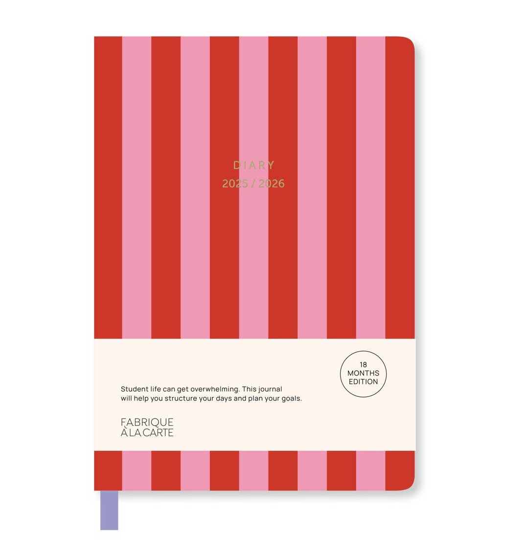A-Journal My Journal school Diary 2025/2026 STRIPES Pink  ca. 21,5 x 16 cm Schulkalender 2025/2026 Streifen Pink, 18 Monate 