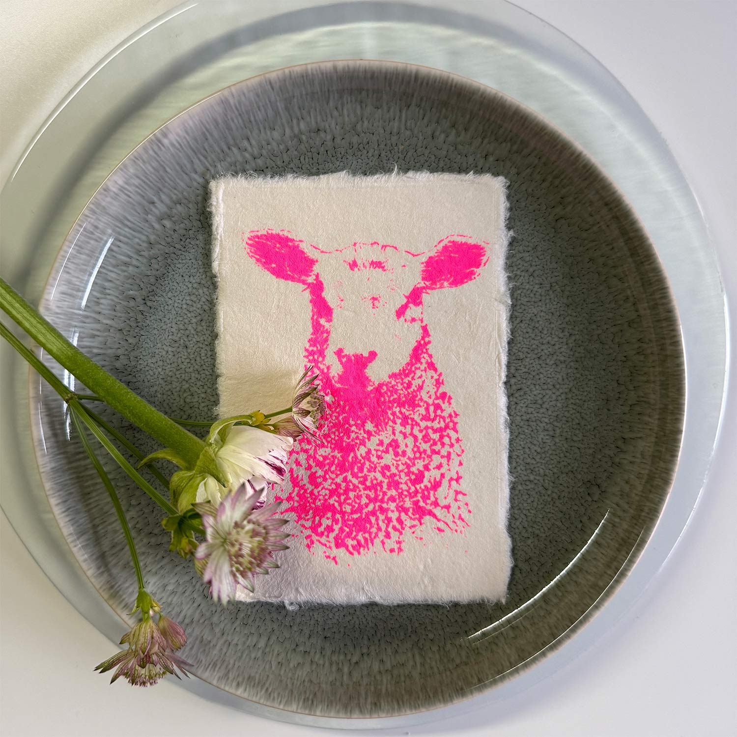 Frohstoff Kunstdruck - Schaf, neonpink, ca. 10,5 x 14,8 cm 