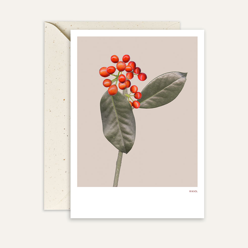 Aufstellkarte RedBerry 01, Florale Grußkarte mit Umschlag von Studio Rijkvol 