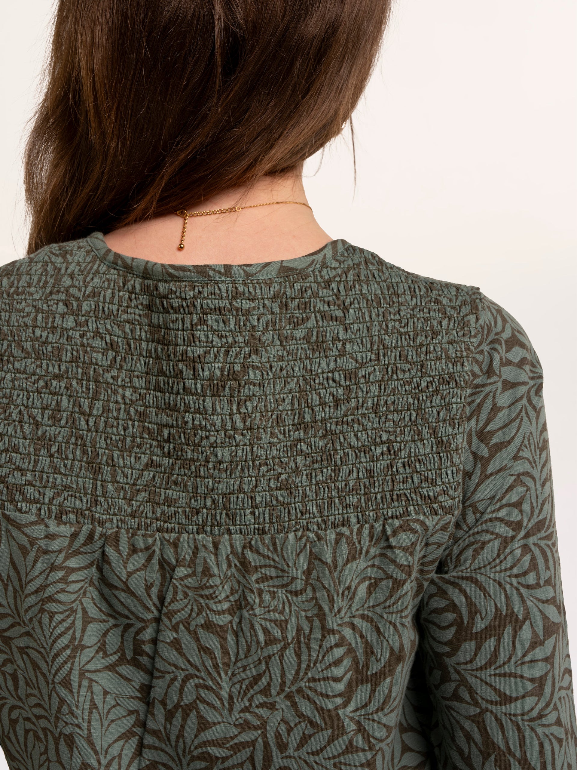BRAKEBURN Brenda Smock Front Printed Long Sleeve T-Shirt