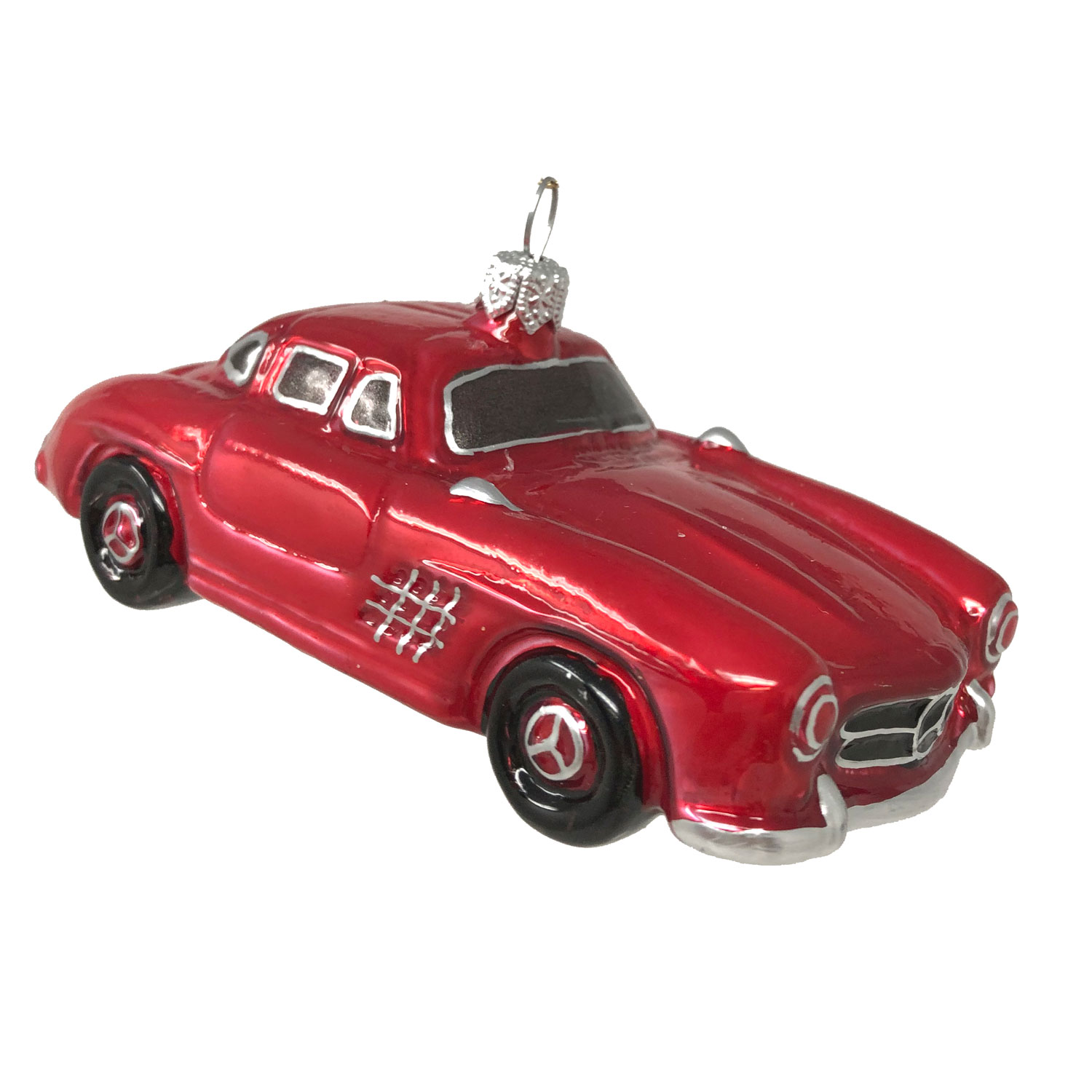 Christbaumkugel Sportwagen, Auto rot, ca. 4 x 11 cm