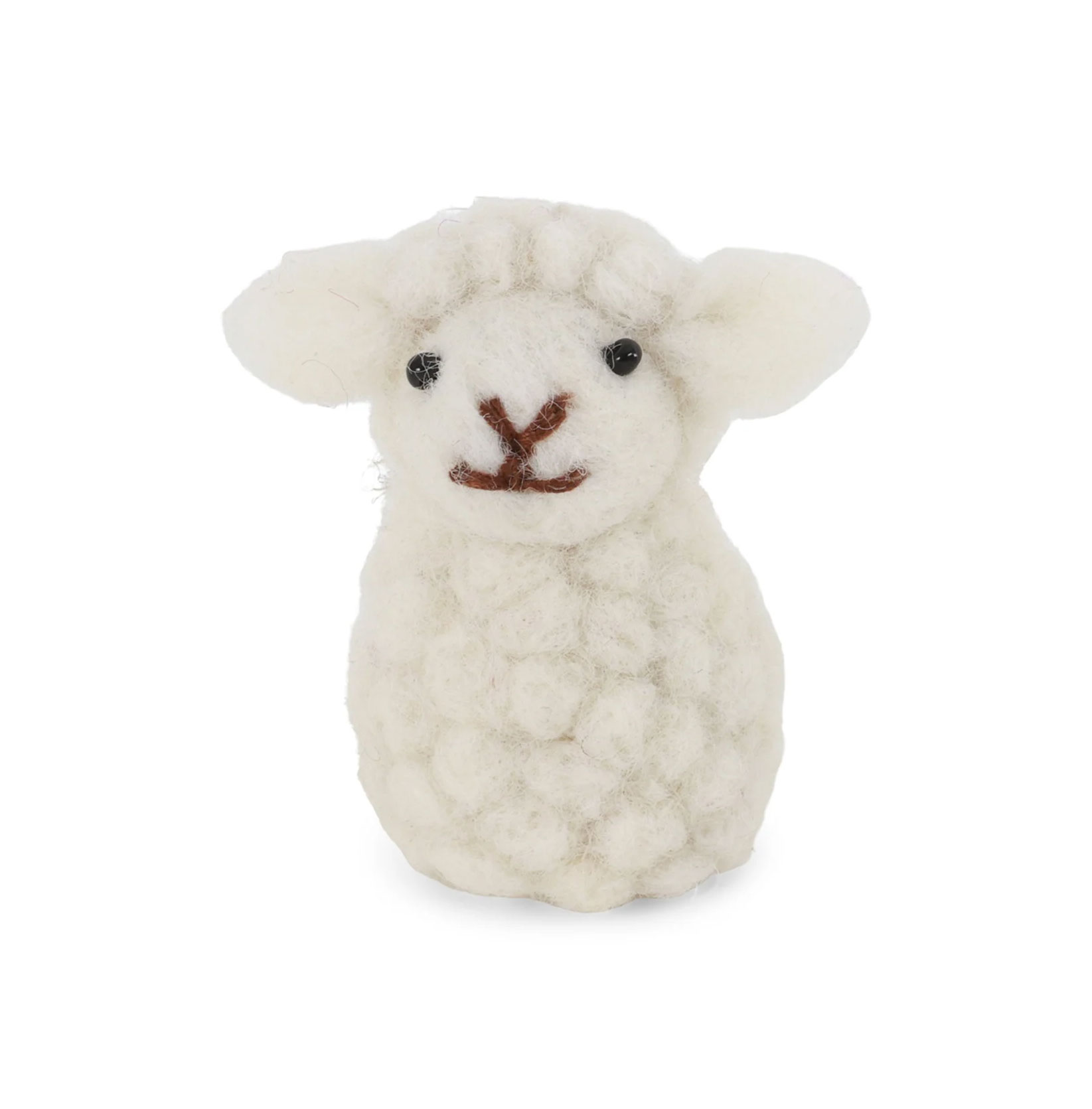 Gry & Sif  Filz Schäfle Weiß, sitzend, Sitting Sheep - white, Fair Trade , ca. 3,5 x 5,5 cm  