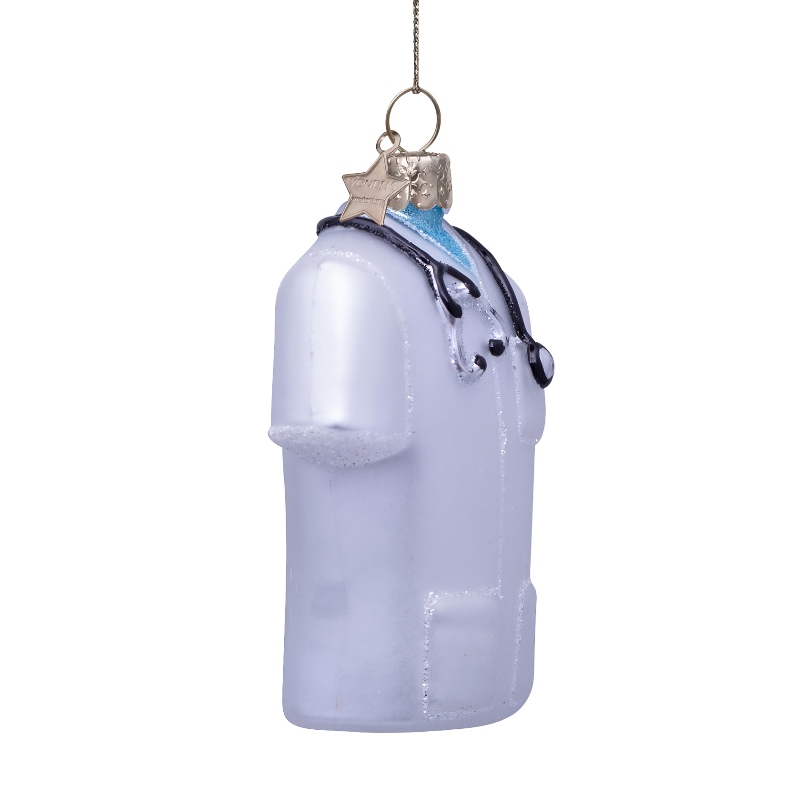 Weihnachtskugel Arztkittel weiß, H. ca. 8 cm, Glas von Vondels
