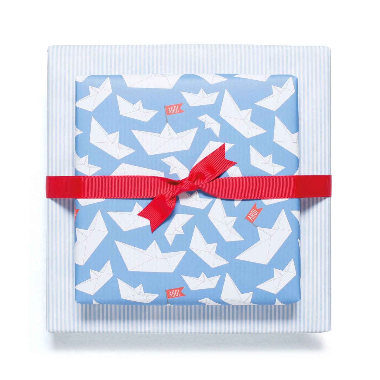 Geschenkpapier Faltboote blau, zweiseitiges Recyclingpapier ca. 67 x 48 cm , beidseitig bedruckt