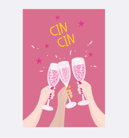 YAY Card Postkarte NEON Cin Cin
