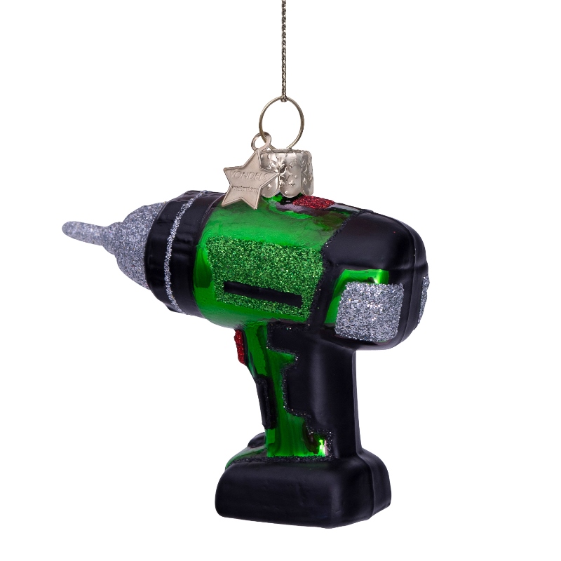 Weihnachtskugel Bohrmaschine, Grün, H. ca. 9 cm, Glas von Vondels Weihnachtskugel Bohrmaschine, Grün, H. ca. 9 cm, Glas von Vondels