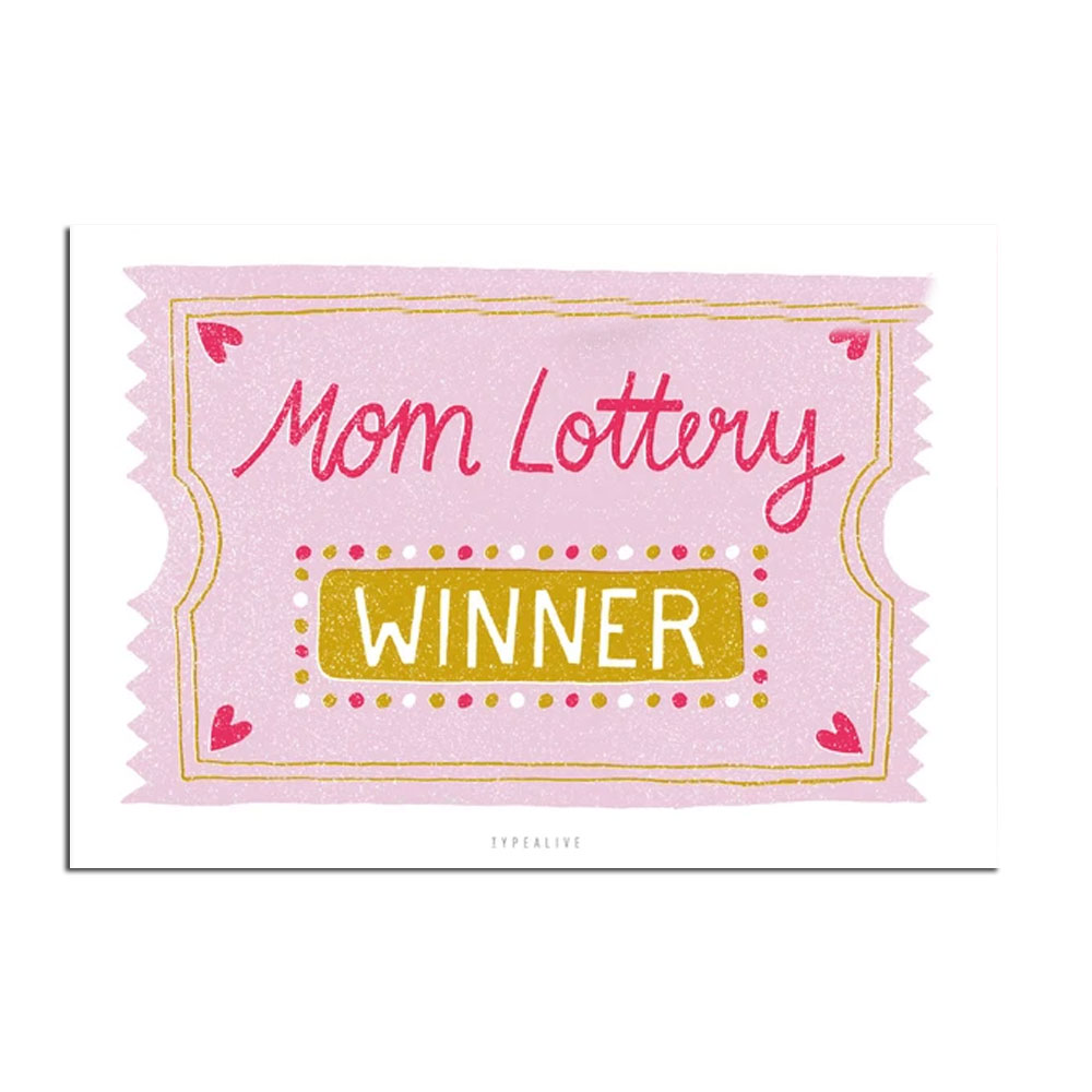Typealive Postkarte "Mom Lottery WINNER", Muttertag, Typealive