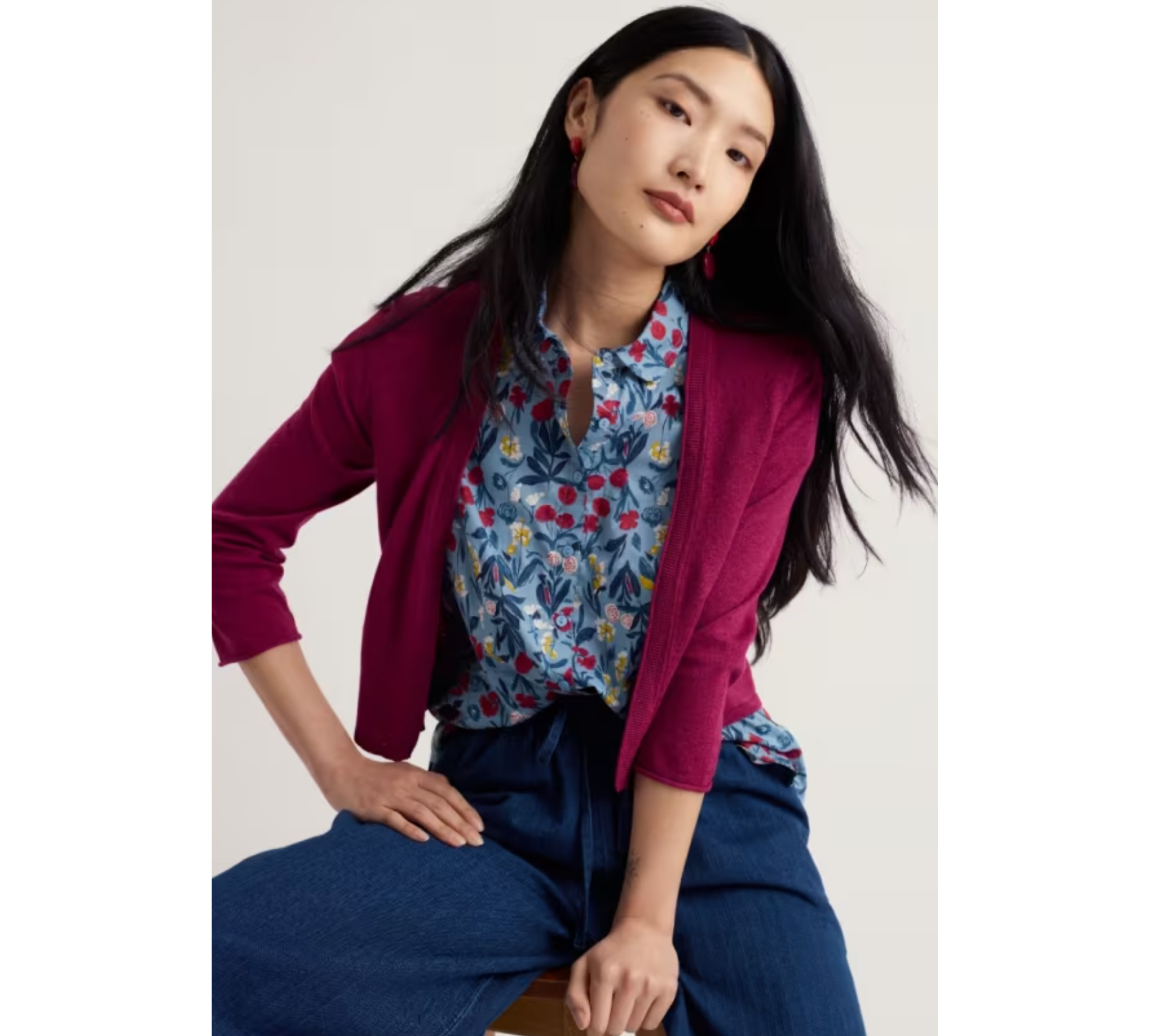 SEASALT CORNWALL Vanessa Strickjacke aus GOTS-zertifizierter Bio-Baumwolle, Farbe: Dark Freesia
