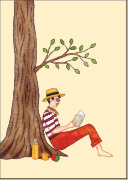 Postkarte Mann unter Baum von ask a duck 