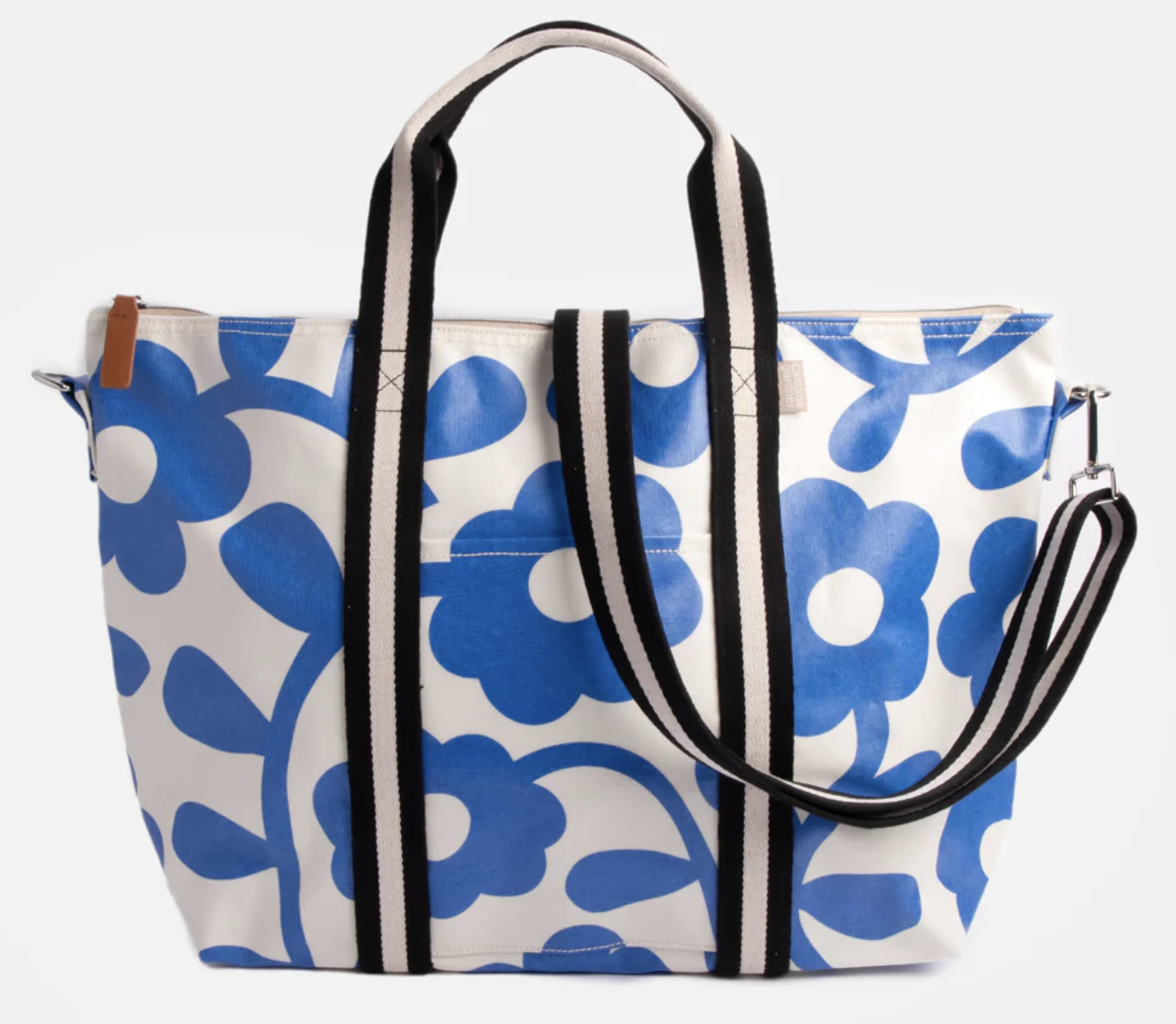 Caroline Gardner Blue Mono Flower Weekend Bag