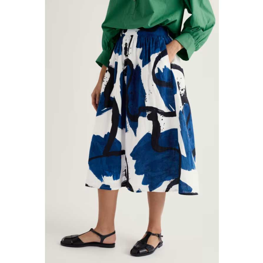 SEASALT CORNWALL Mevagissey Midi Skirt in Organic Cotton, Rock