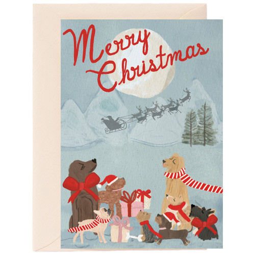 Nelly Castro Doppelkarte XMAS "Merry Christmas"  Hunde Weihnachtskarte