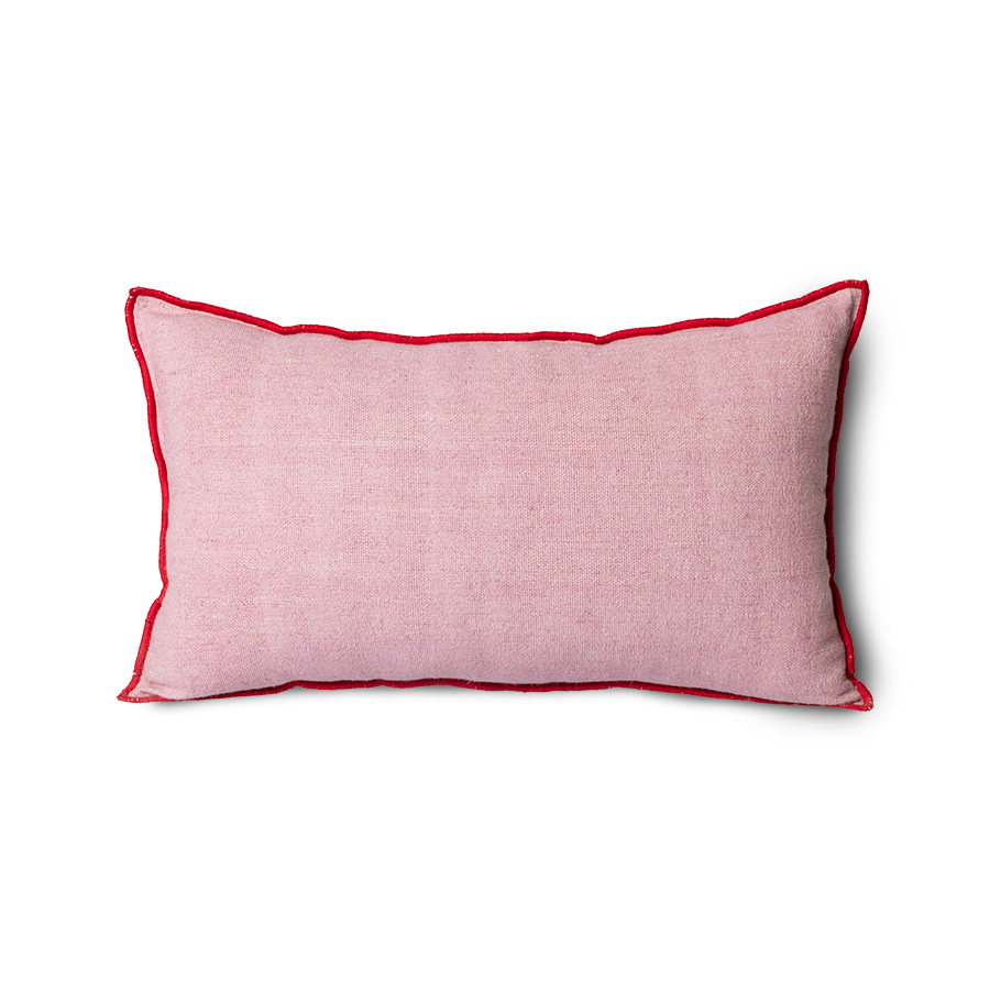 % HKliving Kissenhülle  CANDYFLOSS Halbleinen, 50 x 30 cm, Rosa/Rot