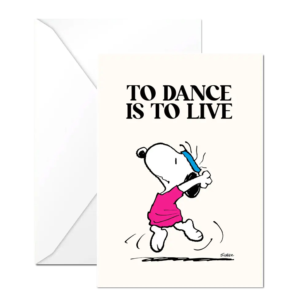 The Peanuts Doppelkarte Snoopy "To dance is to live" + Umschlag + Aufkleber von The Peanuts, Tanzen