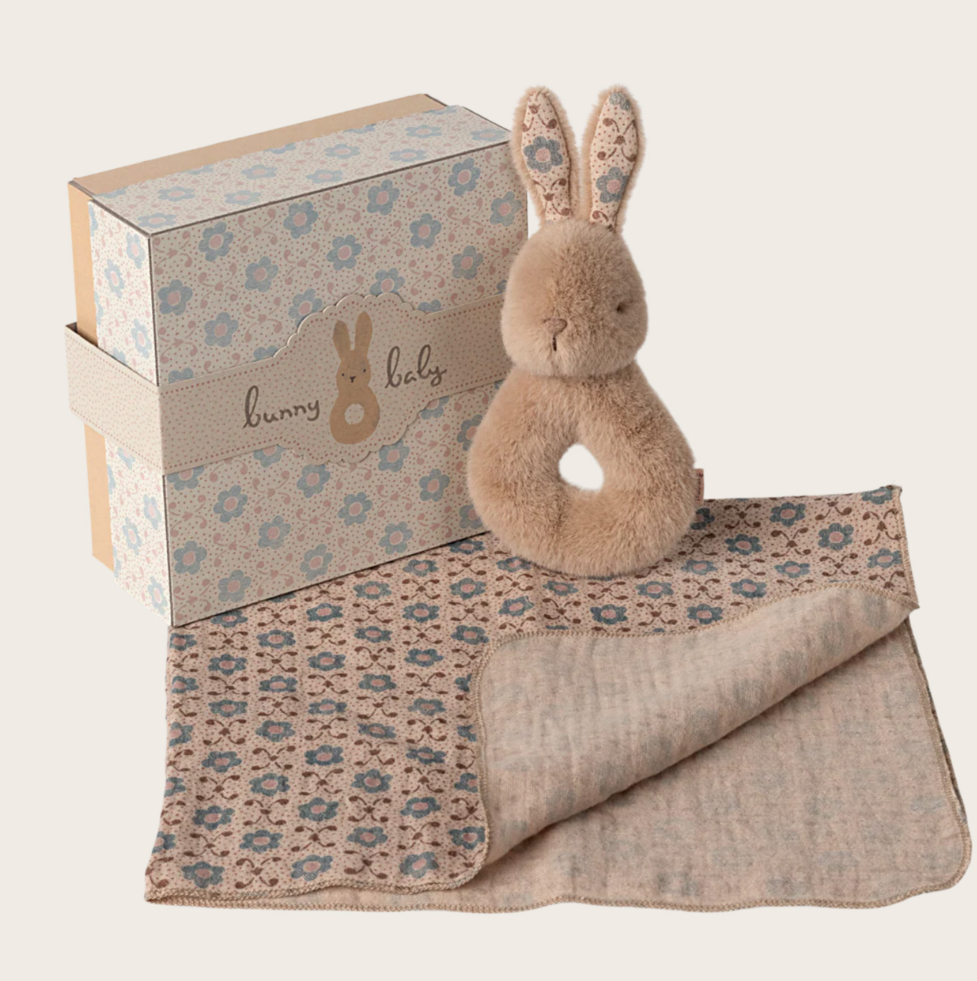 Maileg Kaninchen Rassel Set - Creme Pfirsich, ca. 14,5 cm   