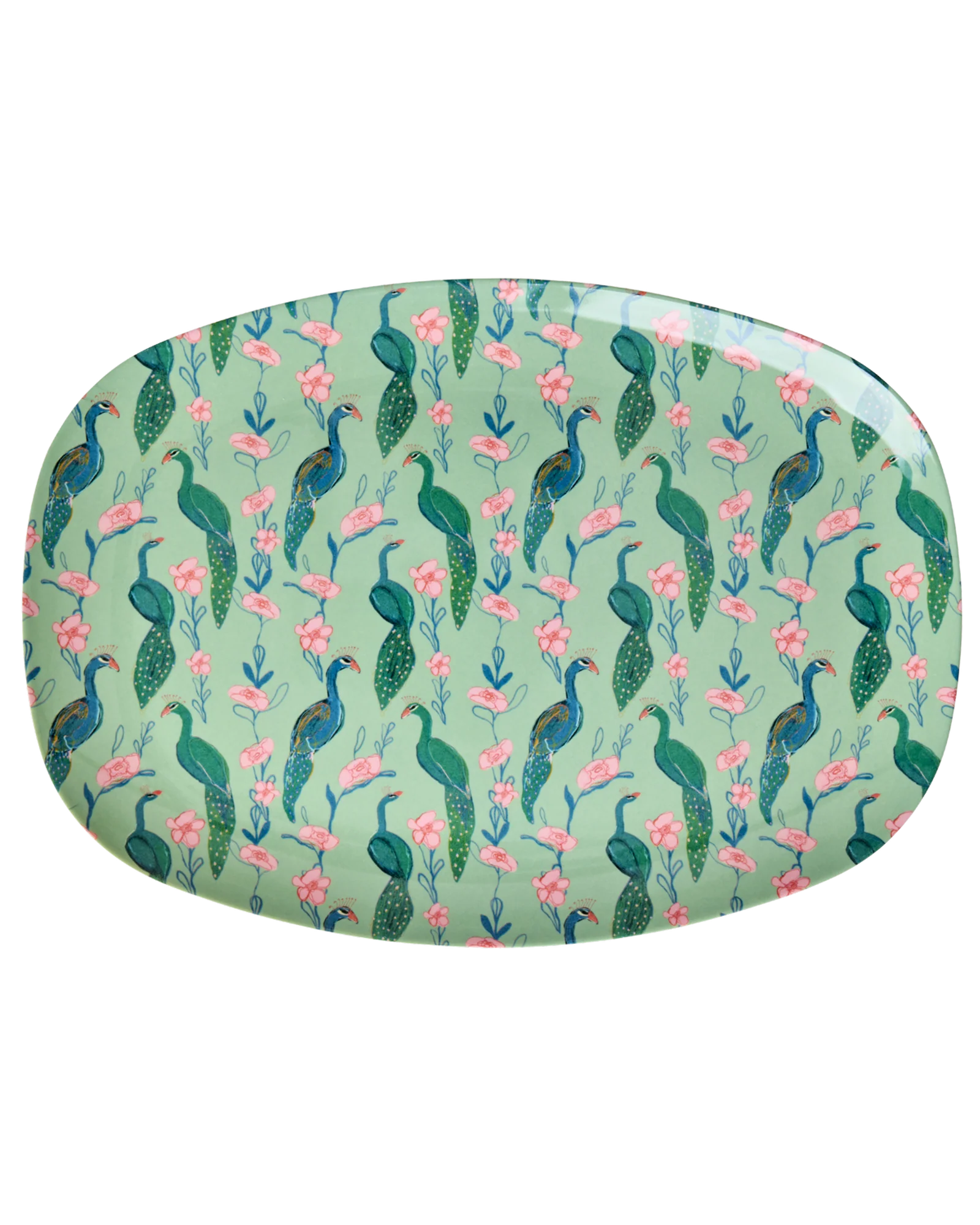 Rice Melamin Teller Rechteckig  groß - Peacock, ca. 22 x 30 cm