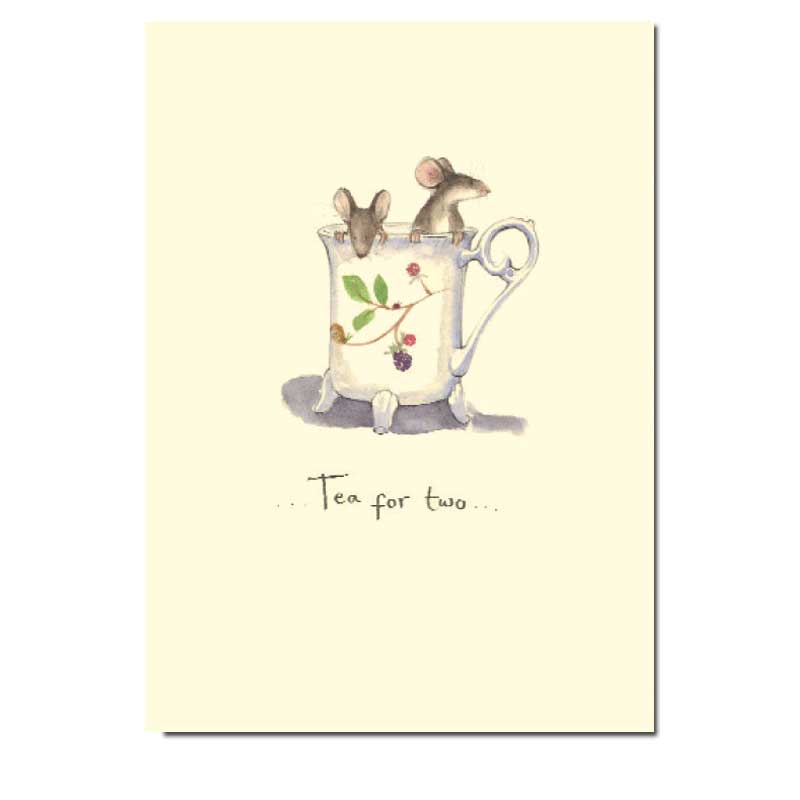 Two Bad Mice Doppelkarte "Tea for Two" von Two Bad Mice aus England, Mäuse trinken Tee von Fran Evans