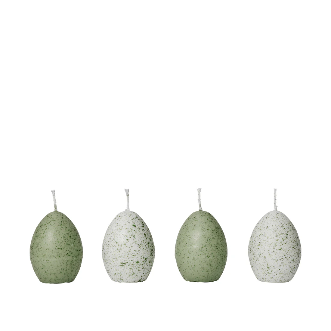 Eierkerzen EGON 4 er Set,  Sage Green/White von Broste Copenhagen, ca. 5 x 6,8 cm 