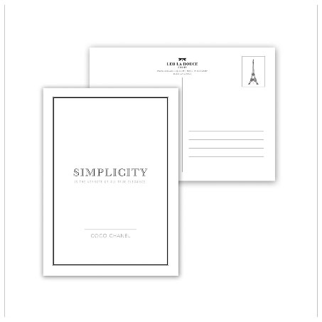 Leo la Douce Postkarte – SIMPLICITY/ COCO CHANEL 