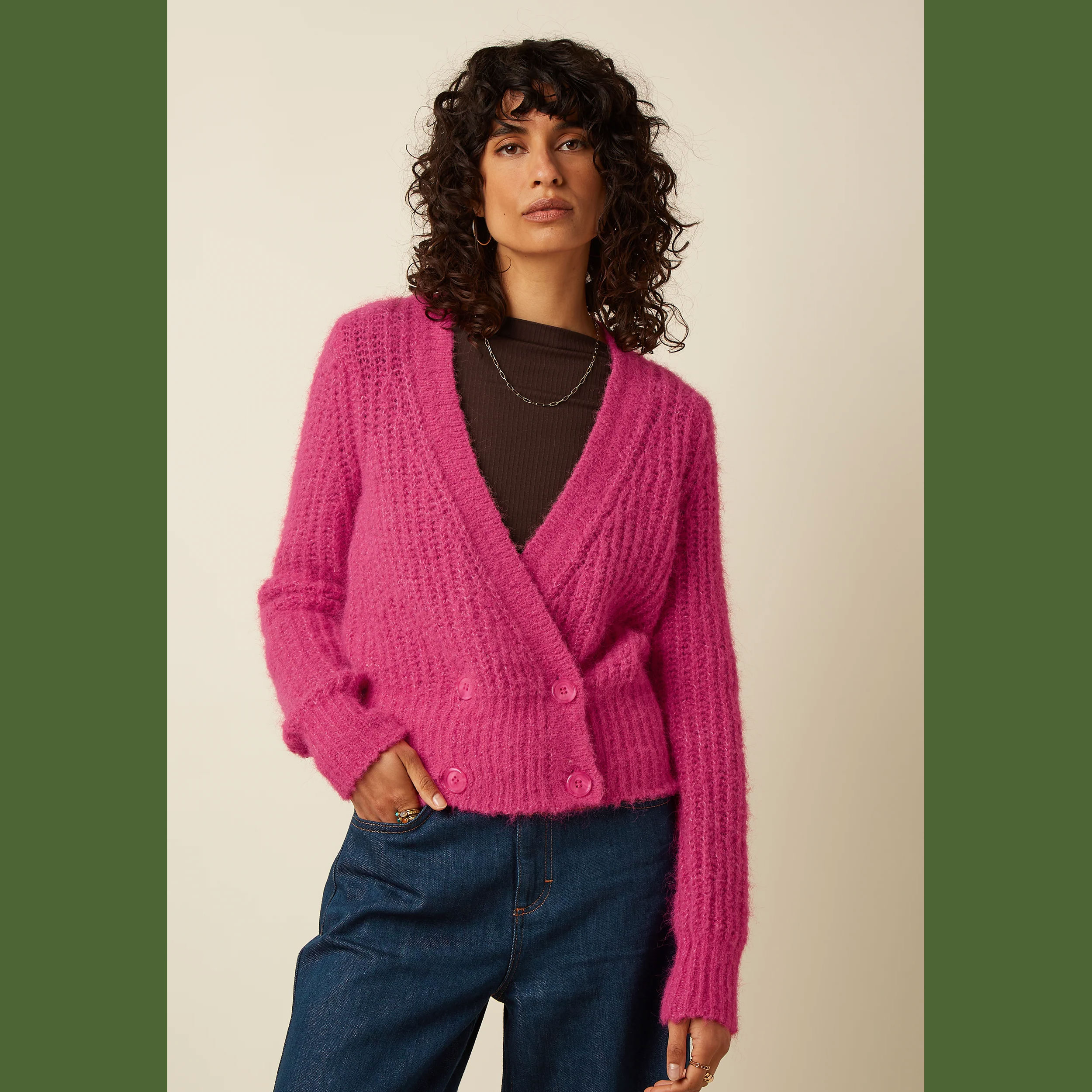 King Louie Strickjacke Fiora Cardi Hollow,  Farbe Neon Pink