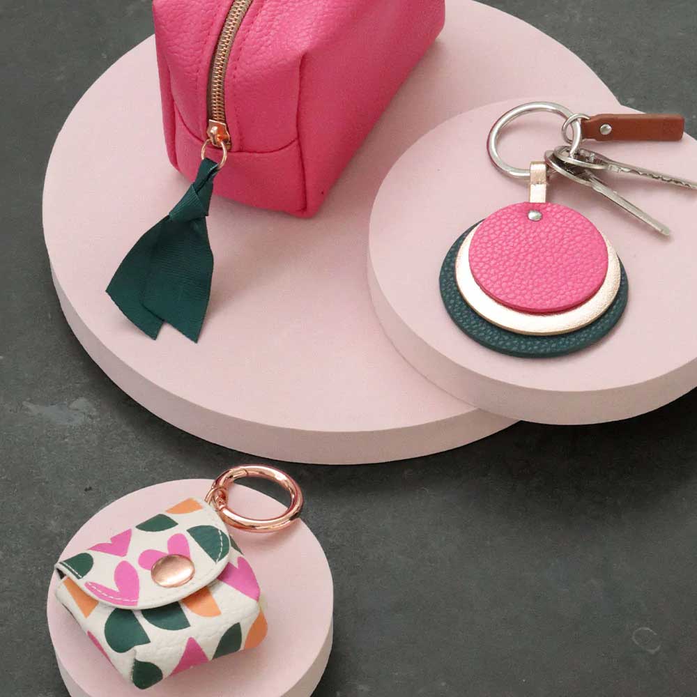 Caroline Gardner Mini Cube Cosmetic Bag Pink , Kosmetiktasche klein 