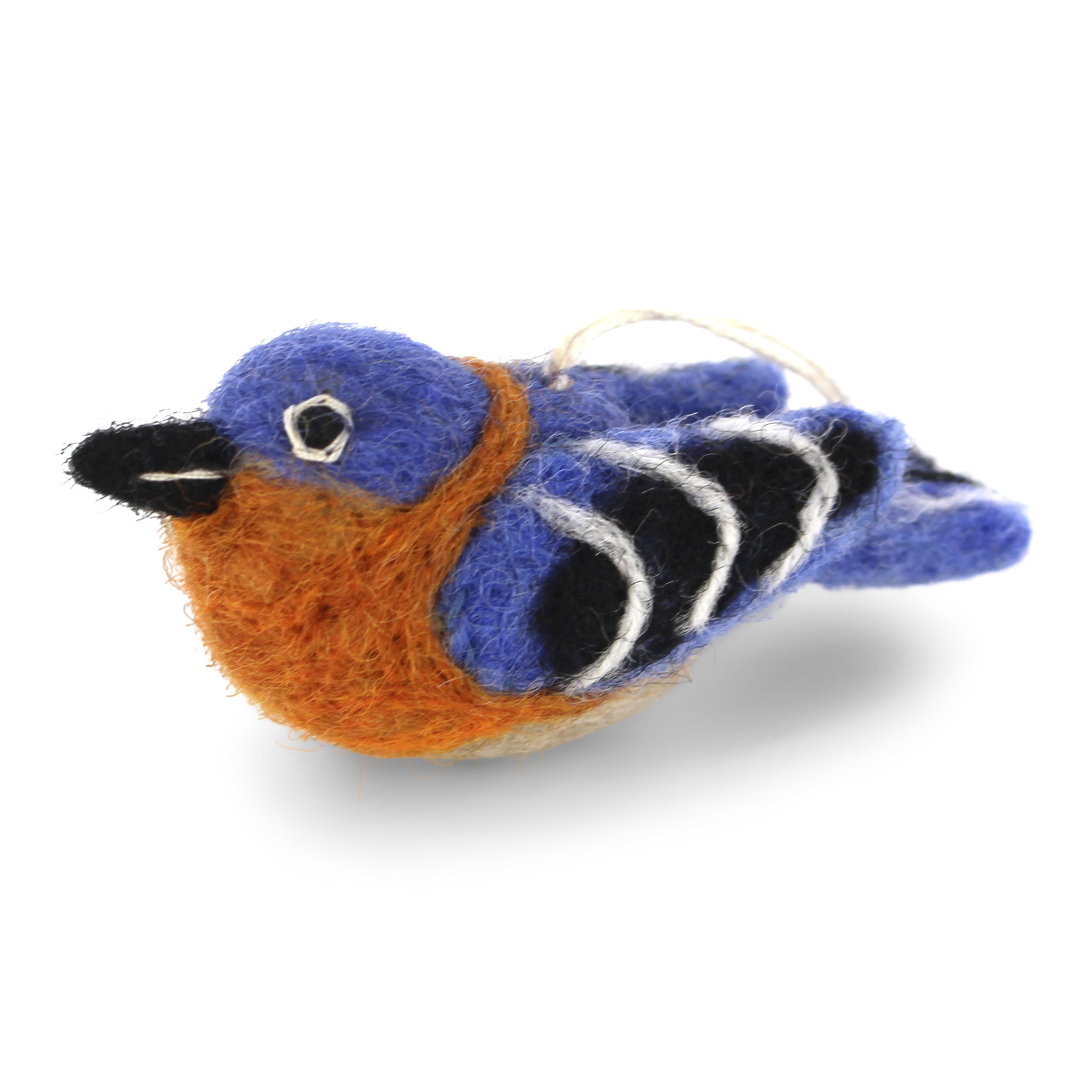 Gry & Sif Filz Vogel Blau, Bird - Eastern Blue  zum Hängen, ca. 8 cm 