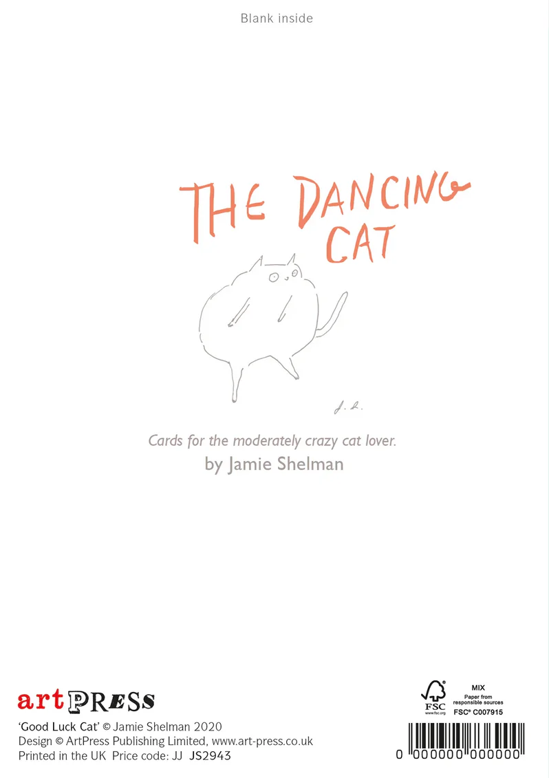 Grußkarte Good Luck!  Glückskatze von ART PRESS , The Dancing Cat