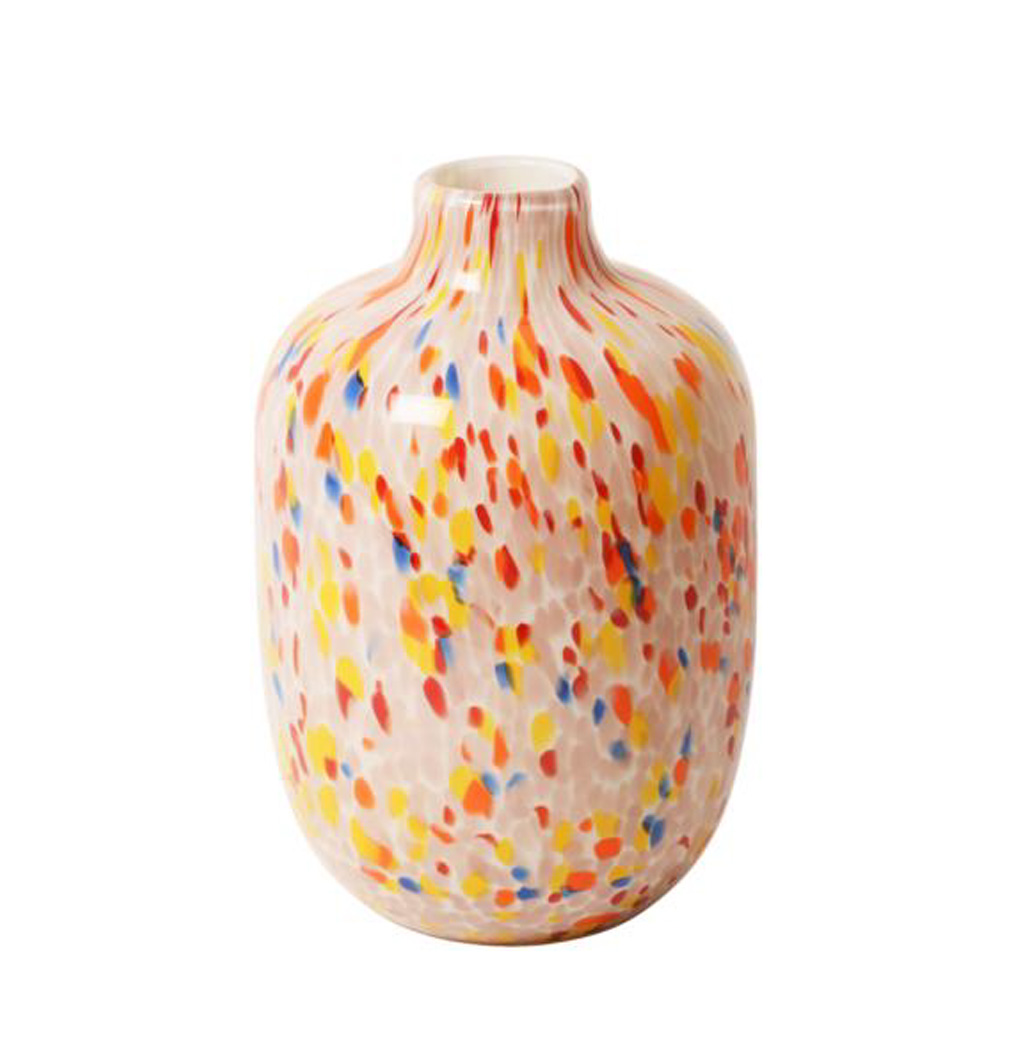 % Vase, Chips, rosa/orange, ca. 26xø16 cm, jede Vase ist ein Unikat, Glas