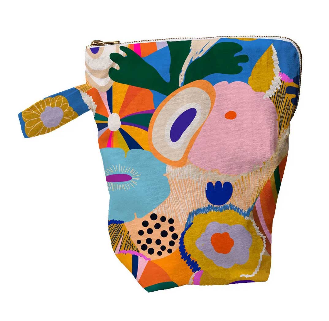 Kosmetiktasche " burst of colors ",Organic Cotton Vanity Bag, ca. 22,5 x 10 x 26,5 cm