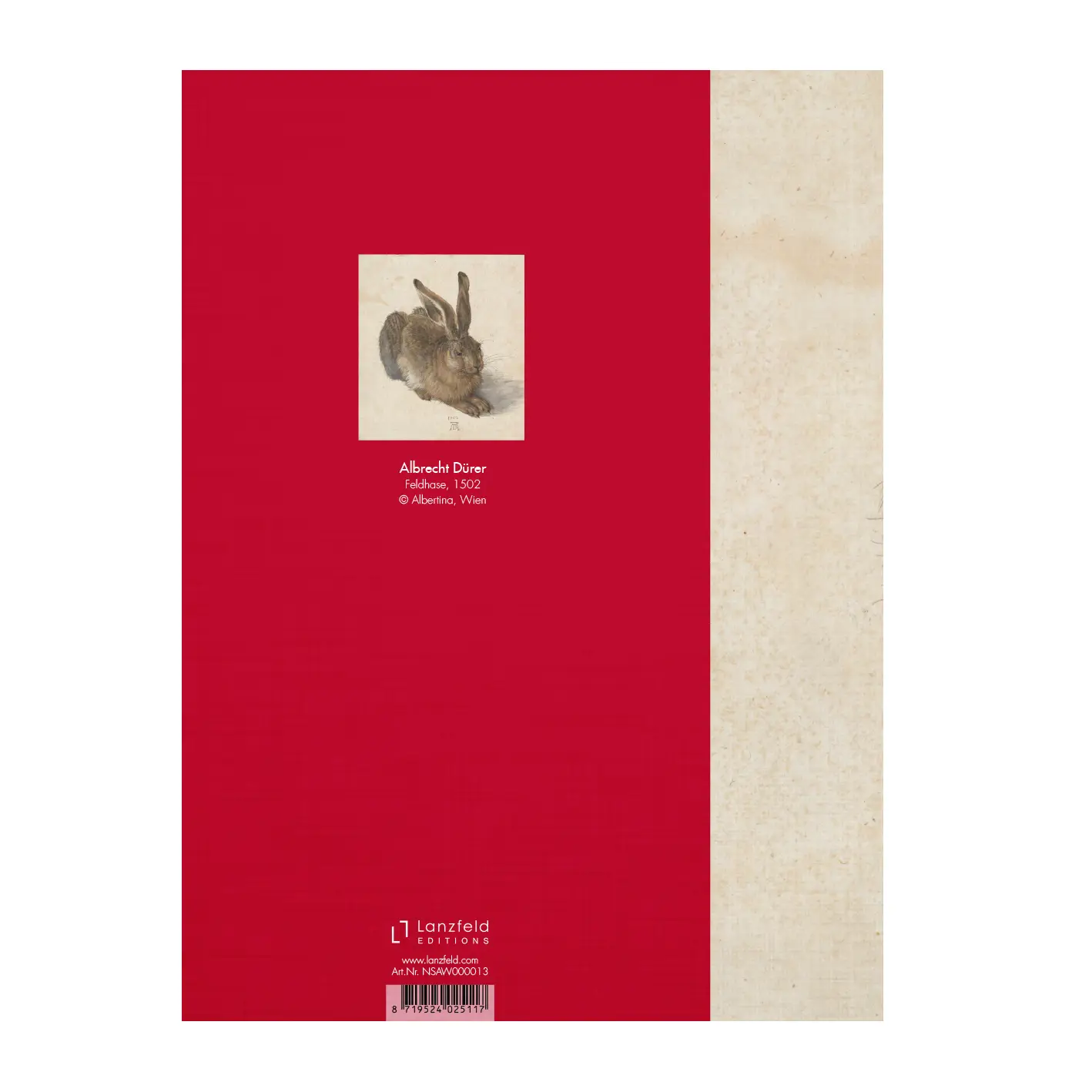 Künstlerjournal Skizzenbuch, Albrecht Dürer, Hase, 180 x 240 x 5 mm
