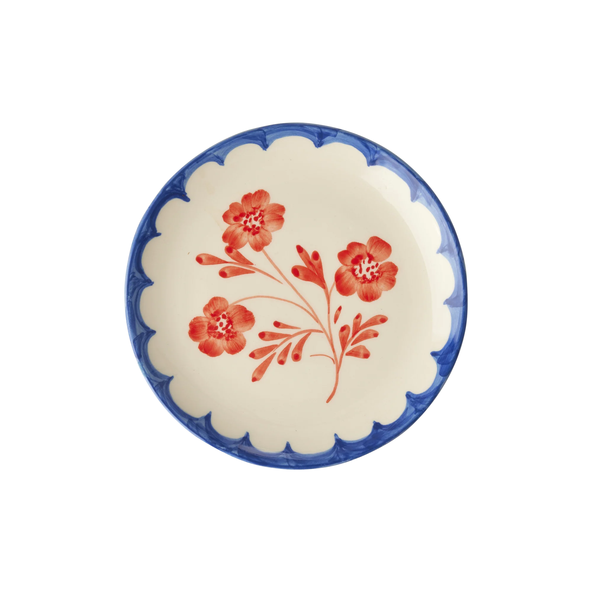 Rice Kuchenteller Vintage Flower, Keramik Kuchenplatte - Crème - Hand-painted Vintage Flower, D. ca. 15 cm