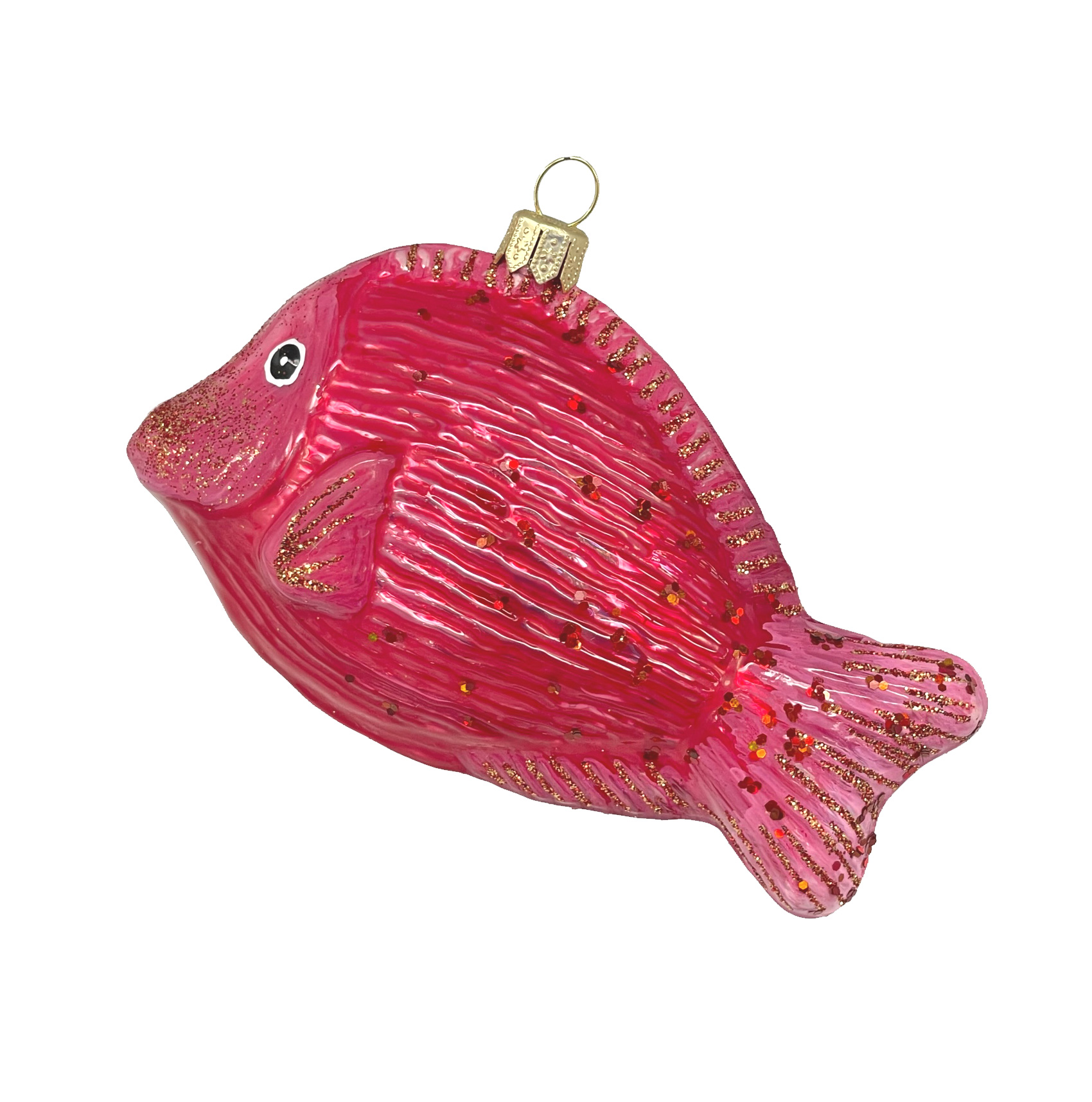 Weihnachtskugel Fisch flach,  Glas , ca. 10,5 x 6 x 3,5 cm 