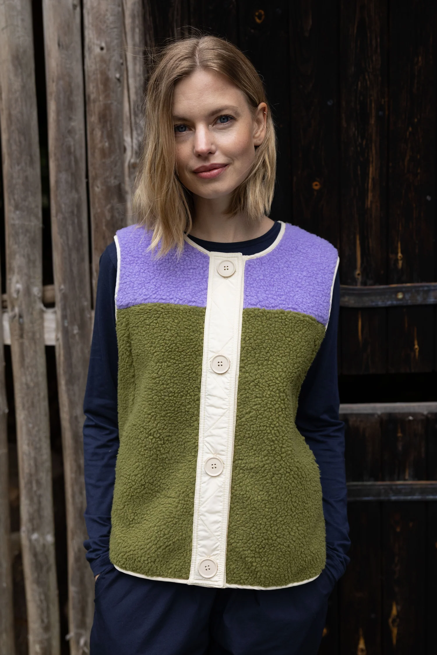 Danefae Daneteckel Fleece Vest Light Lilac/Olive/Dark Wine
